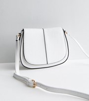 New Look White Leather-Look Saddle Cross Body Bag
